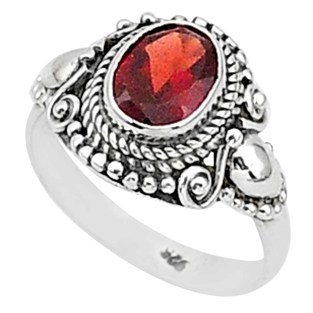 1.81cts solitaire natural red garnet 925 sterling silver ring size 6 t1414