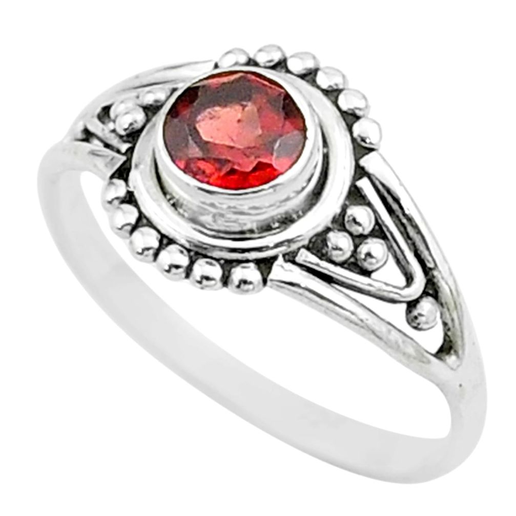 0.76cts solitaire natural red garnet 925 sterling silver ring size 6 t52042