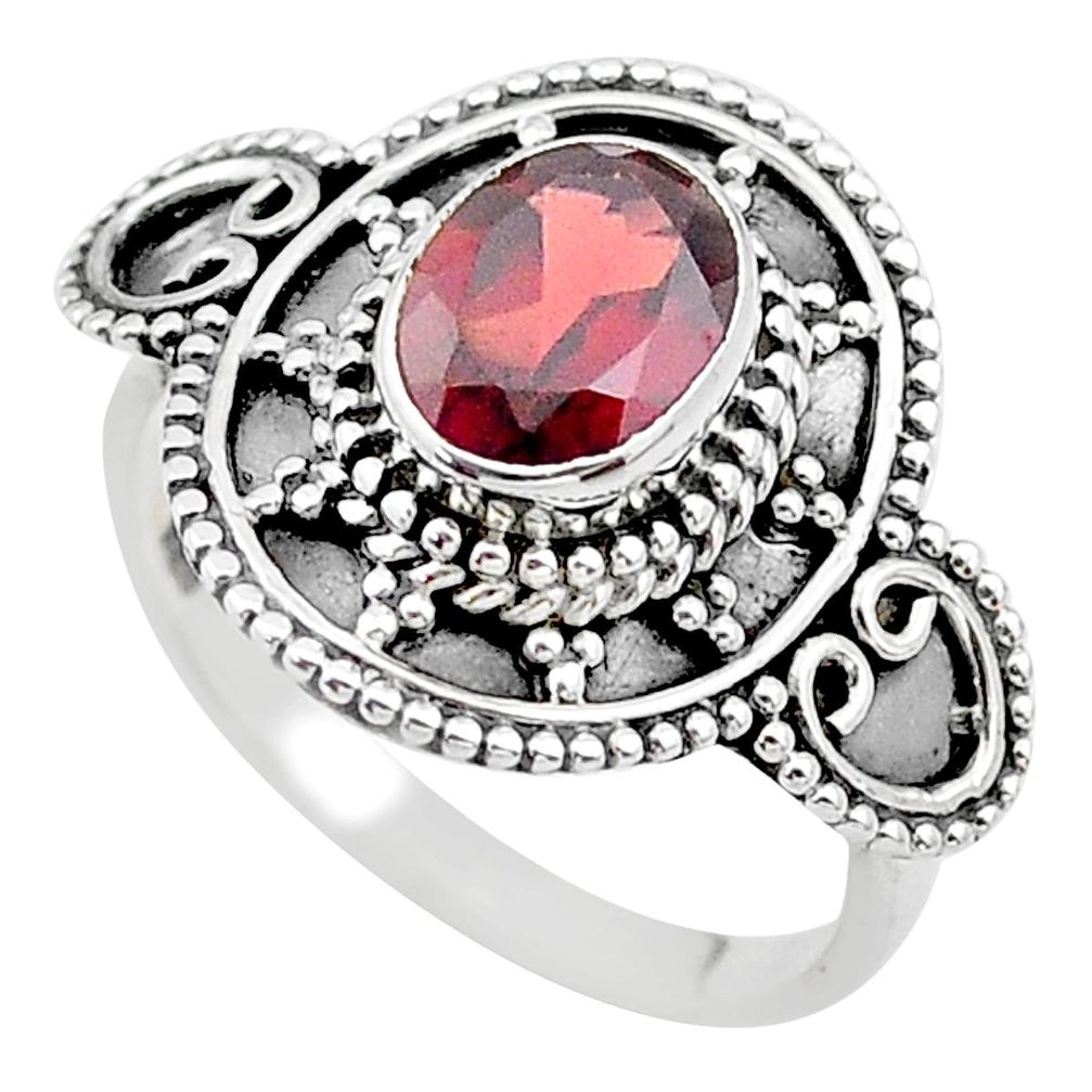 2.08cts solitaire natural red garnet 925 sterling silver ring size 7 t19911