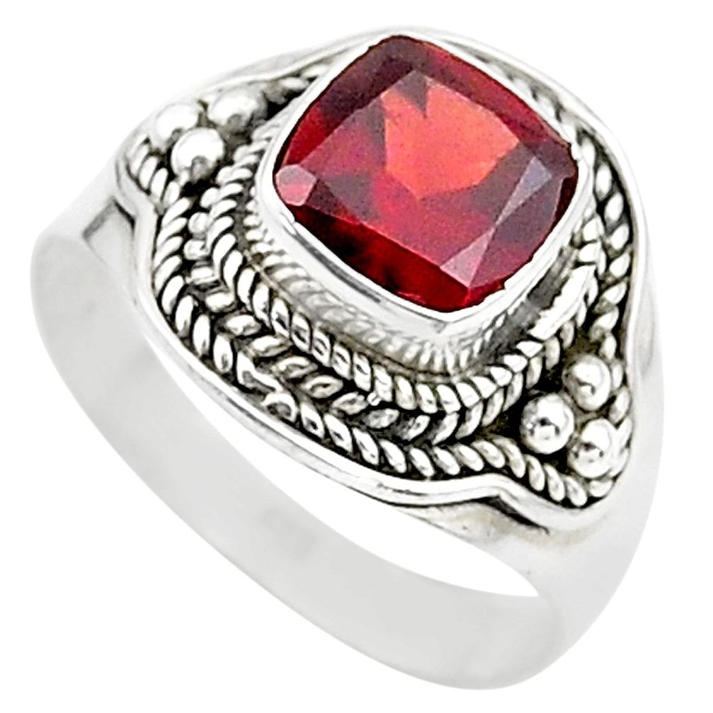 2.41cts solitaire natural red garnet 925 sterling silver ring size 7 t23155