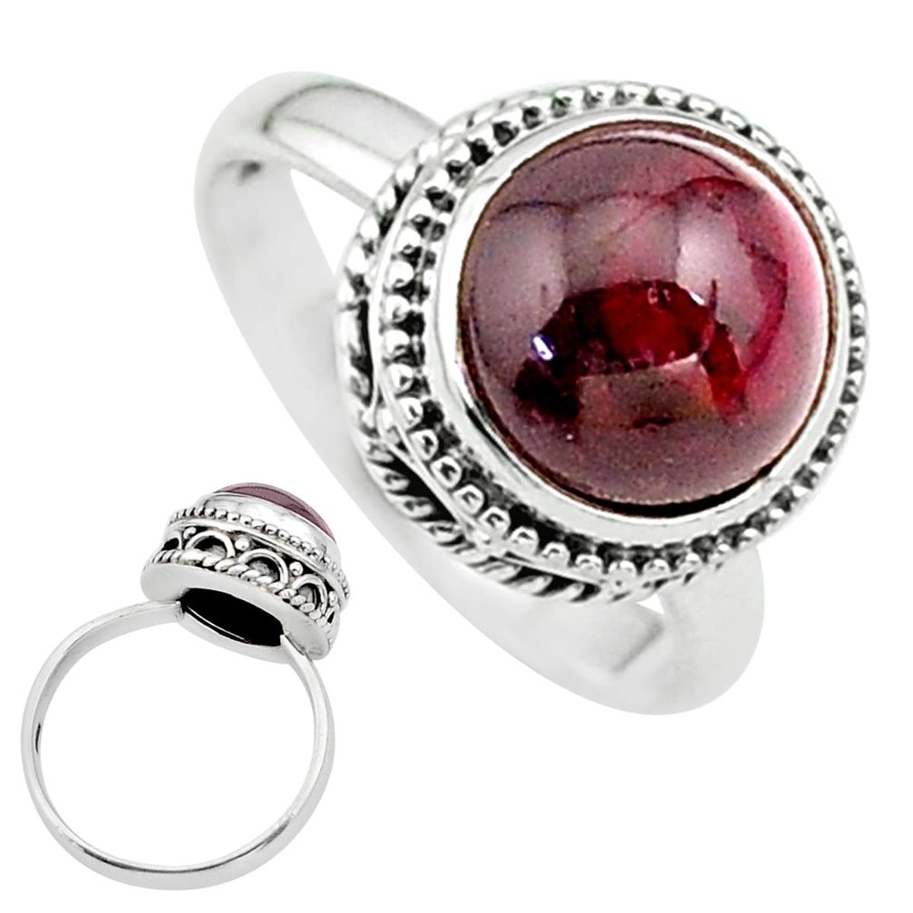 4.93cts solitaire natural red garnet 925 sterling silver ring size 7 t30537