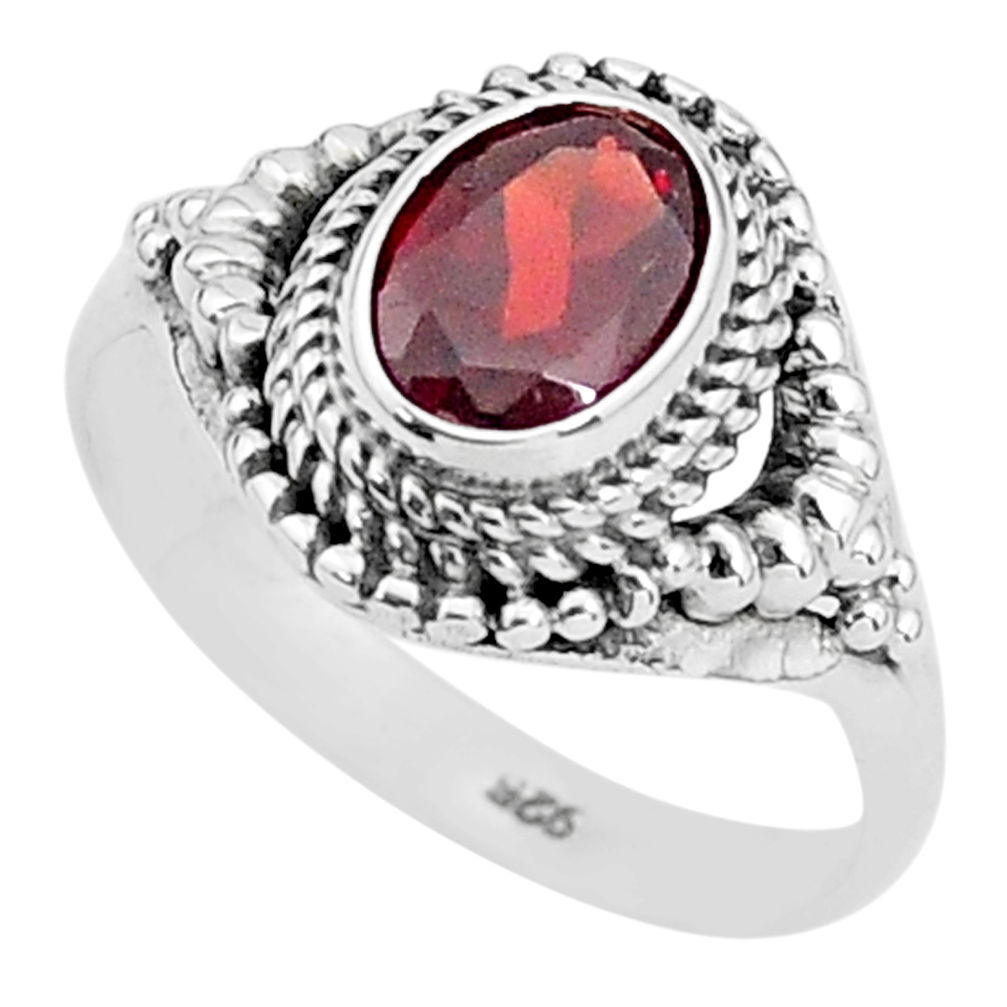 2.02cts solitaire natural red garnet 925 sterling silver ring size 7 t3979