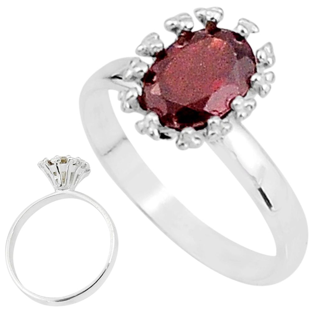 2.02cts solitaire natural red garnet 925 sterling silver ring size 7 t7203