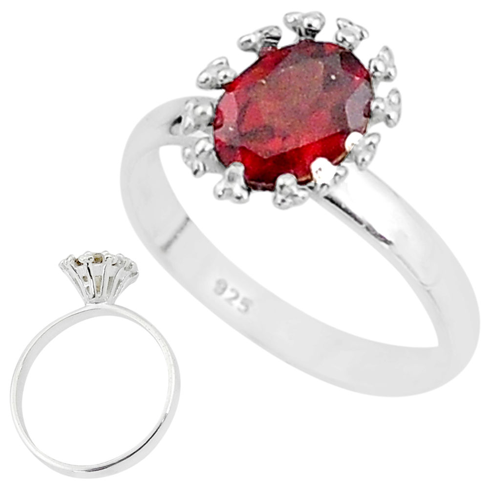 2.22cts solitaire natural red garnet 925 sterling silver ring size 7 t7206