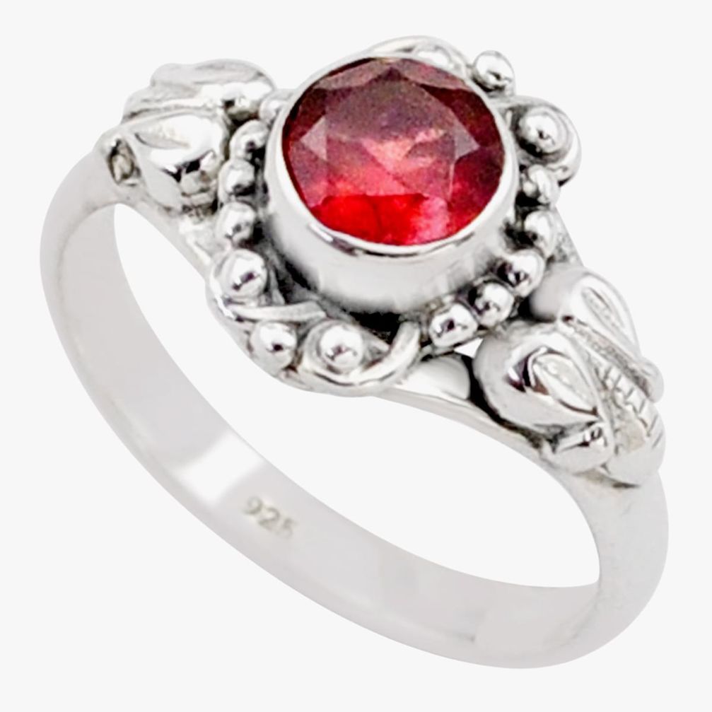 1.04cts solitaire natural red garnet 925 sterling silver ring size 7 t78316