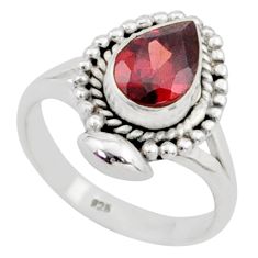 2.30cts solitaire natural red garnet 925 sterling silver ring size 7 t78338