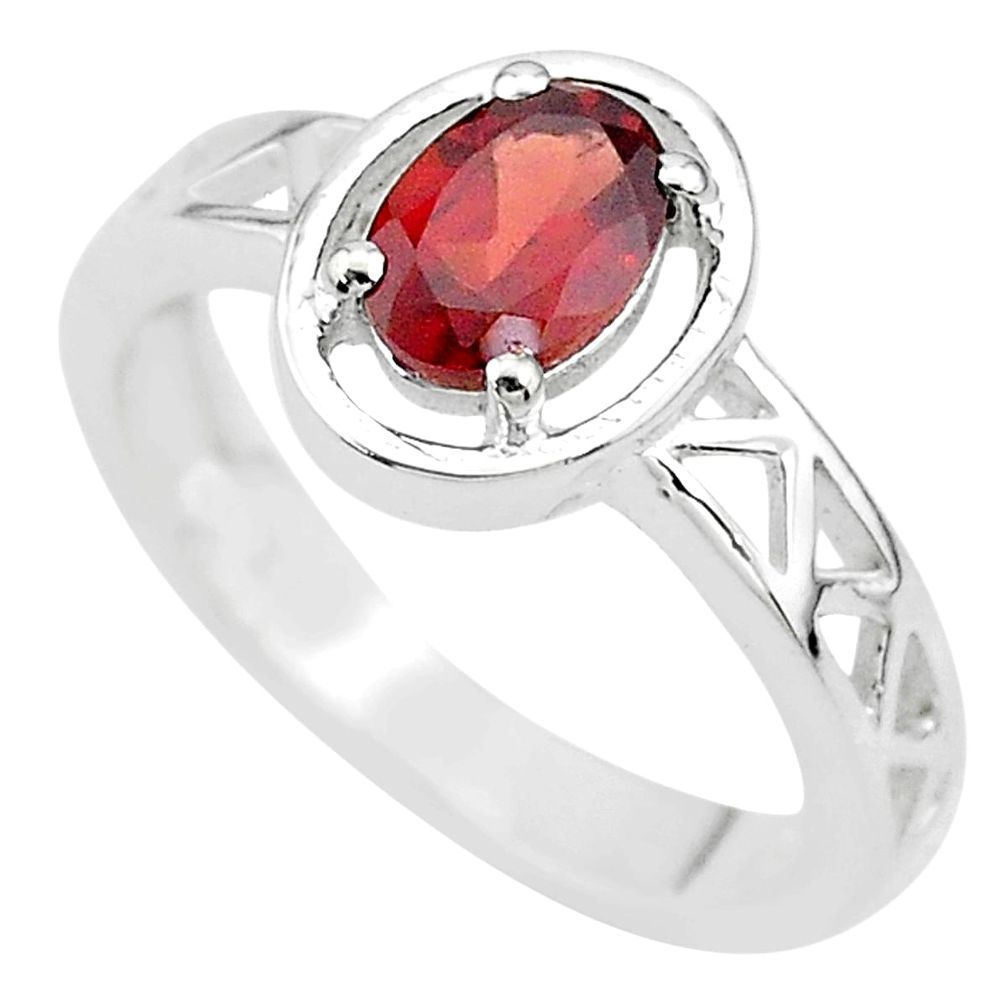 1.53cts solitaire natural red garnet 925 sterling silver ring size 7 t8034