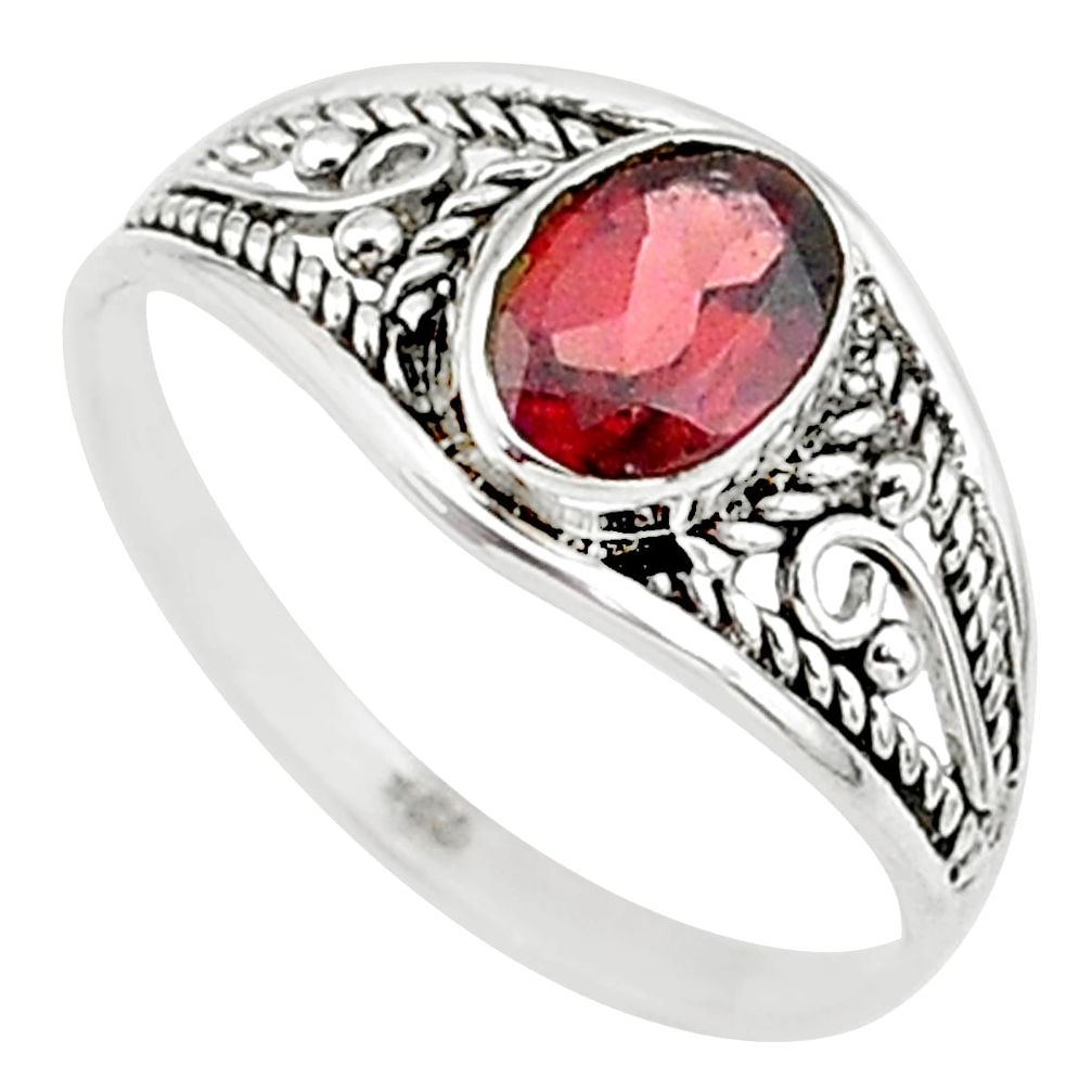 1.57cts natural cut garnet 925 silver graduation handmade ring size 7 t9308