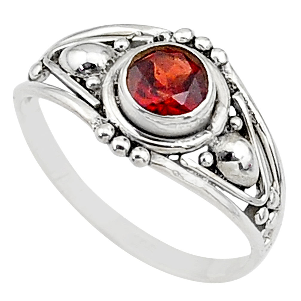 0.74cts natural cut garnet 925 silver graduation handmade ring size 7 t9691