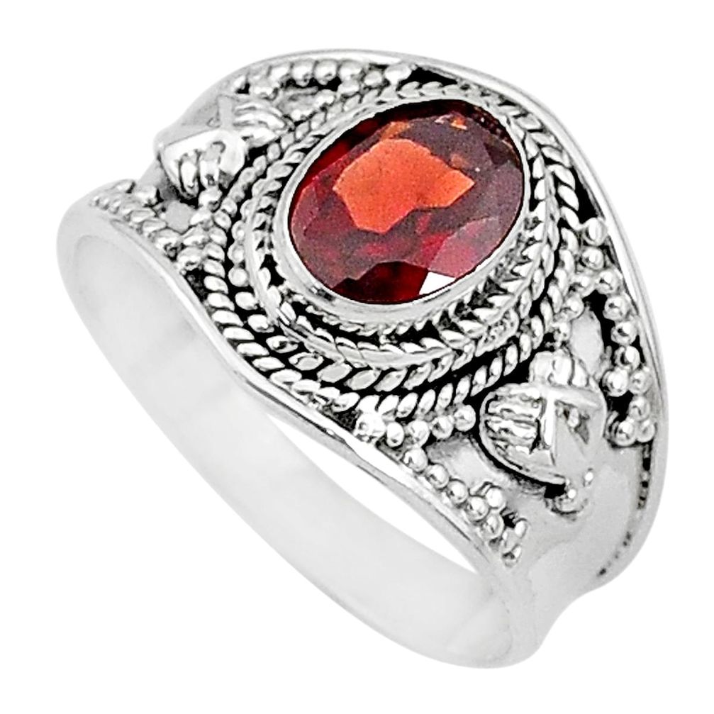 2.14cts solitaire natural red garnet 925 sterling silver ring size 8 t10137