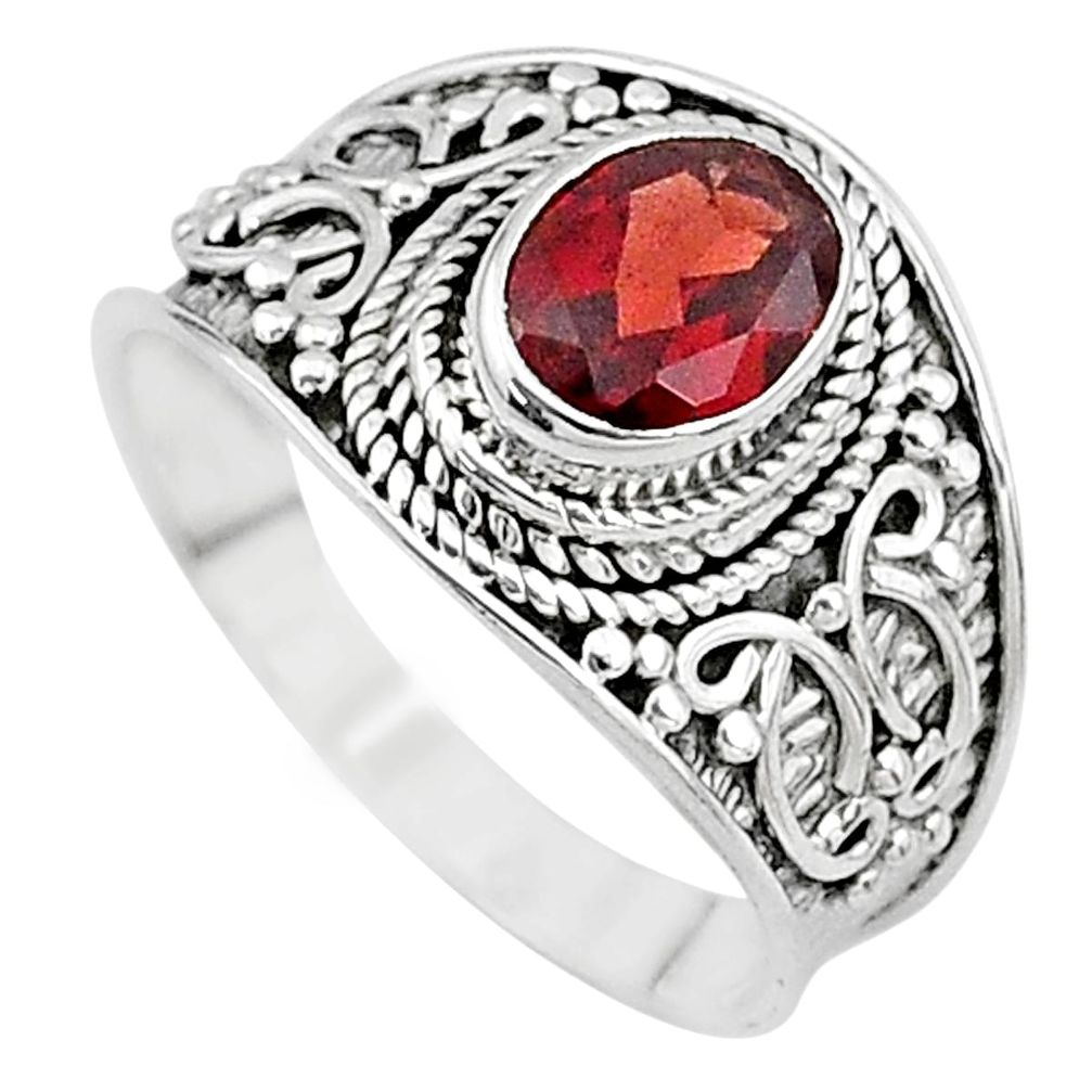 2.14cts solitaire natural red garnet 925 sterling silver ring size 8 t10138