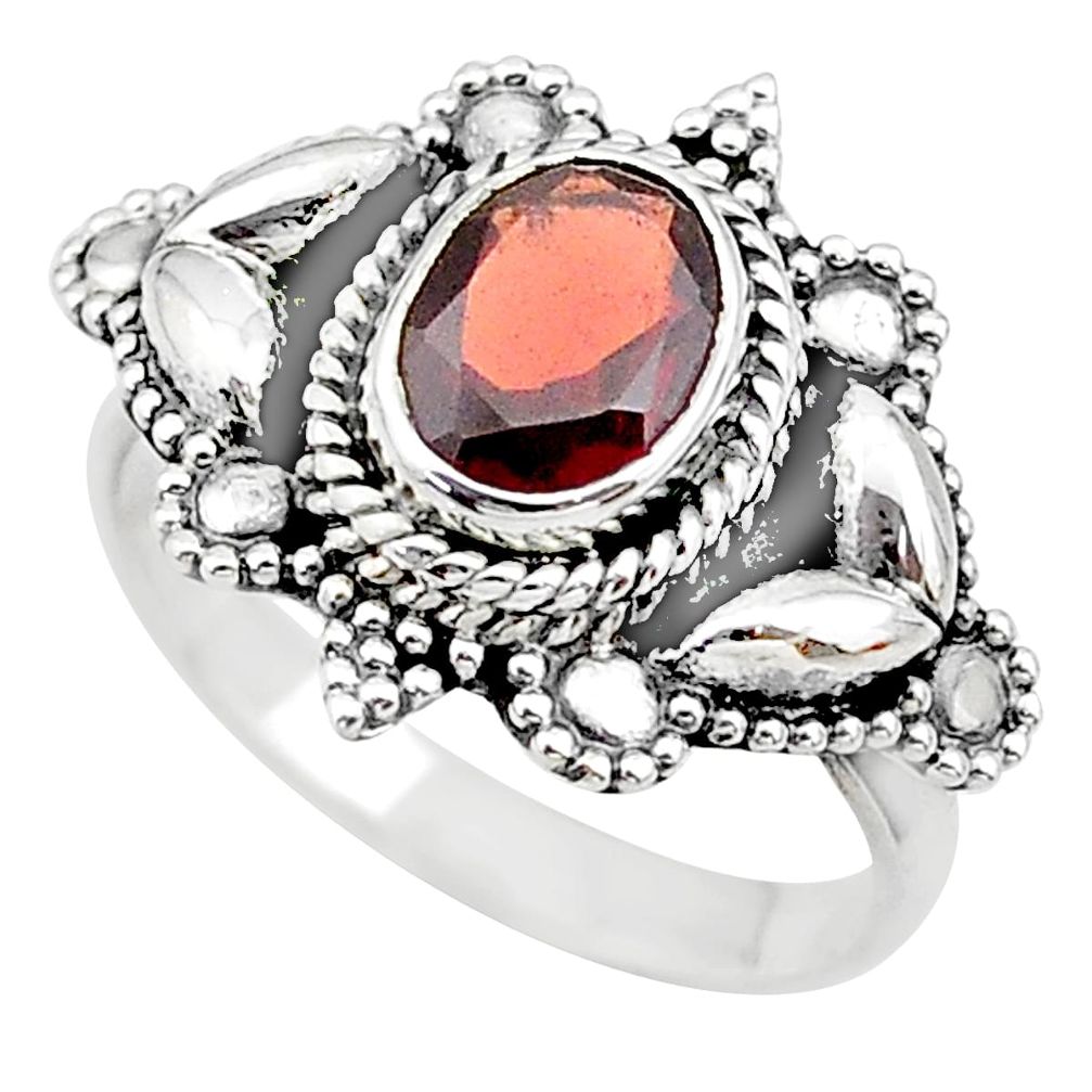 2.07cts solitaire natural red garnet 925 sterling silver ring size 8 t19900