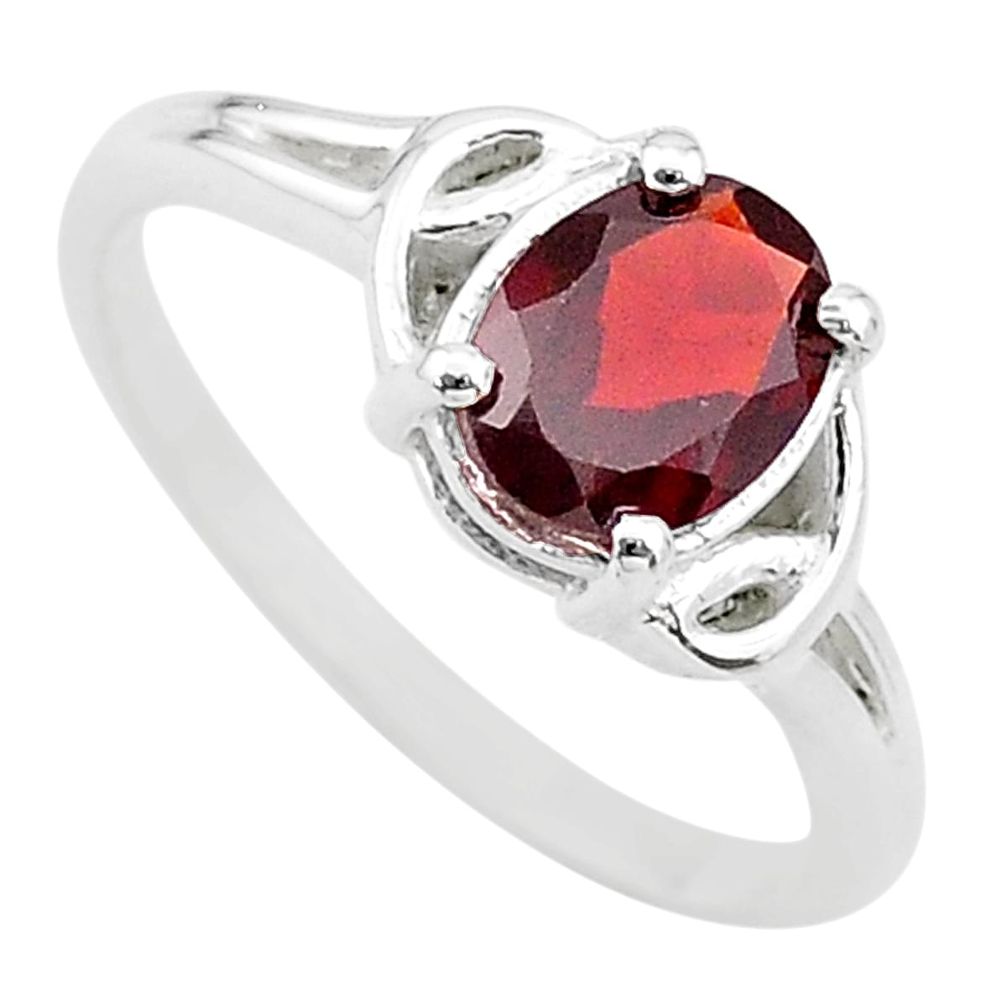 2.29cts solitaire natural red garnet 925 sterling silver ring size 8 t22288