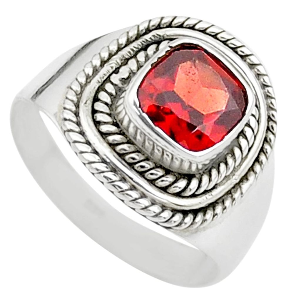 2.56cts solitaire natural red garnet 925 sterling silver ring size 8 t23145