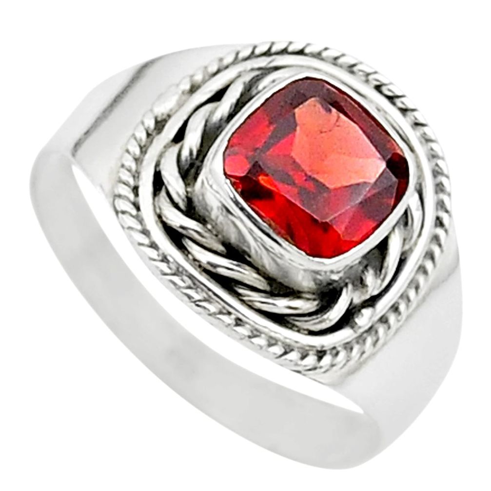2.53cts solitaire natural red garnet 925 sterling silver ring size 8 t23156