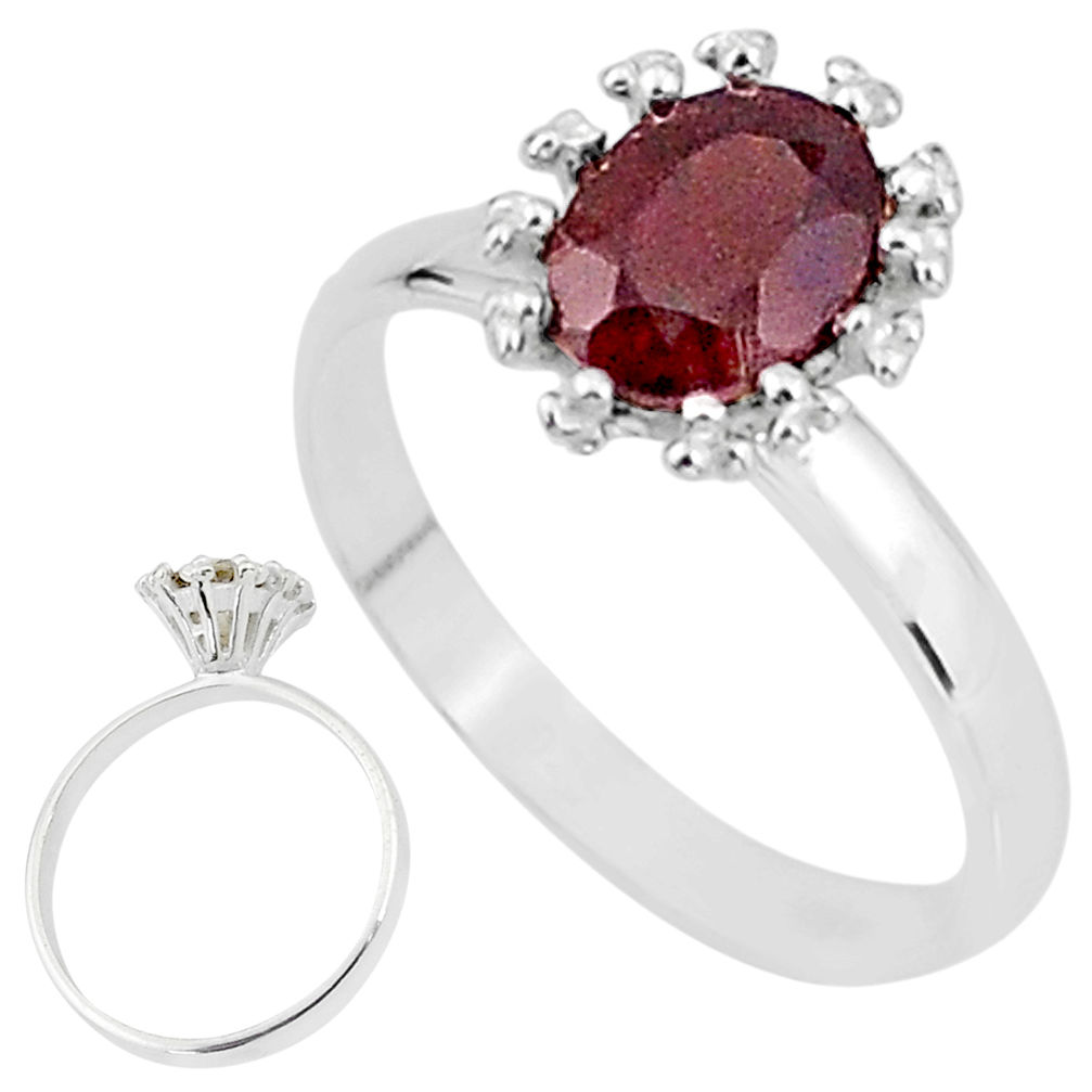 2.41cts solitaire natural red garnet 925 sterling silver ring size 8 t7202