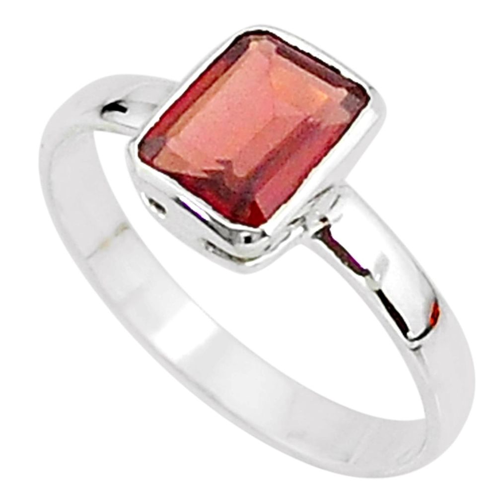 2.06cts solitaire natural red garnet 925 sterling silver ring size 8 t7263