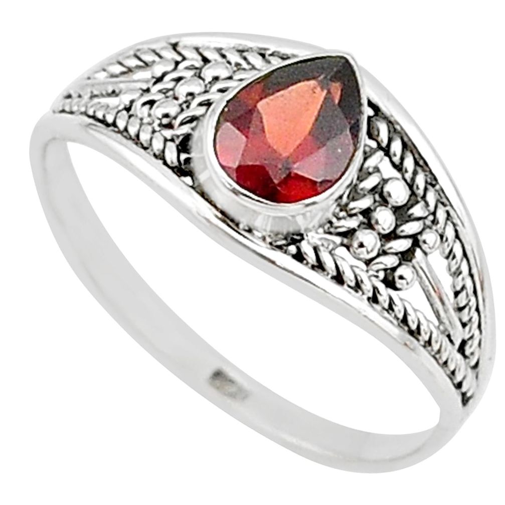 1.49cts natural cut garnet 925 silver graduation handmade ring size 8 t9588