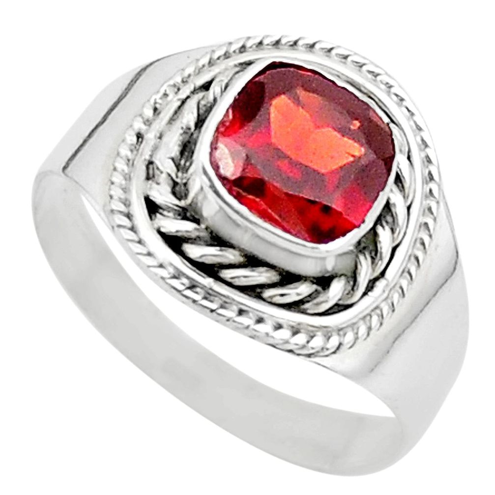 2.53cts solitaire natural red garnet 925 sterling silver ring size 9 t23152