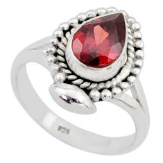 2.33cts solitaire natural red garnet 925 sterling silver ring size 9 t78345