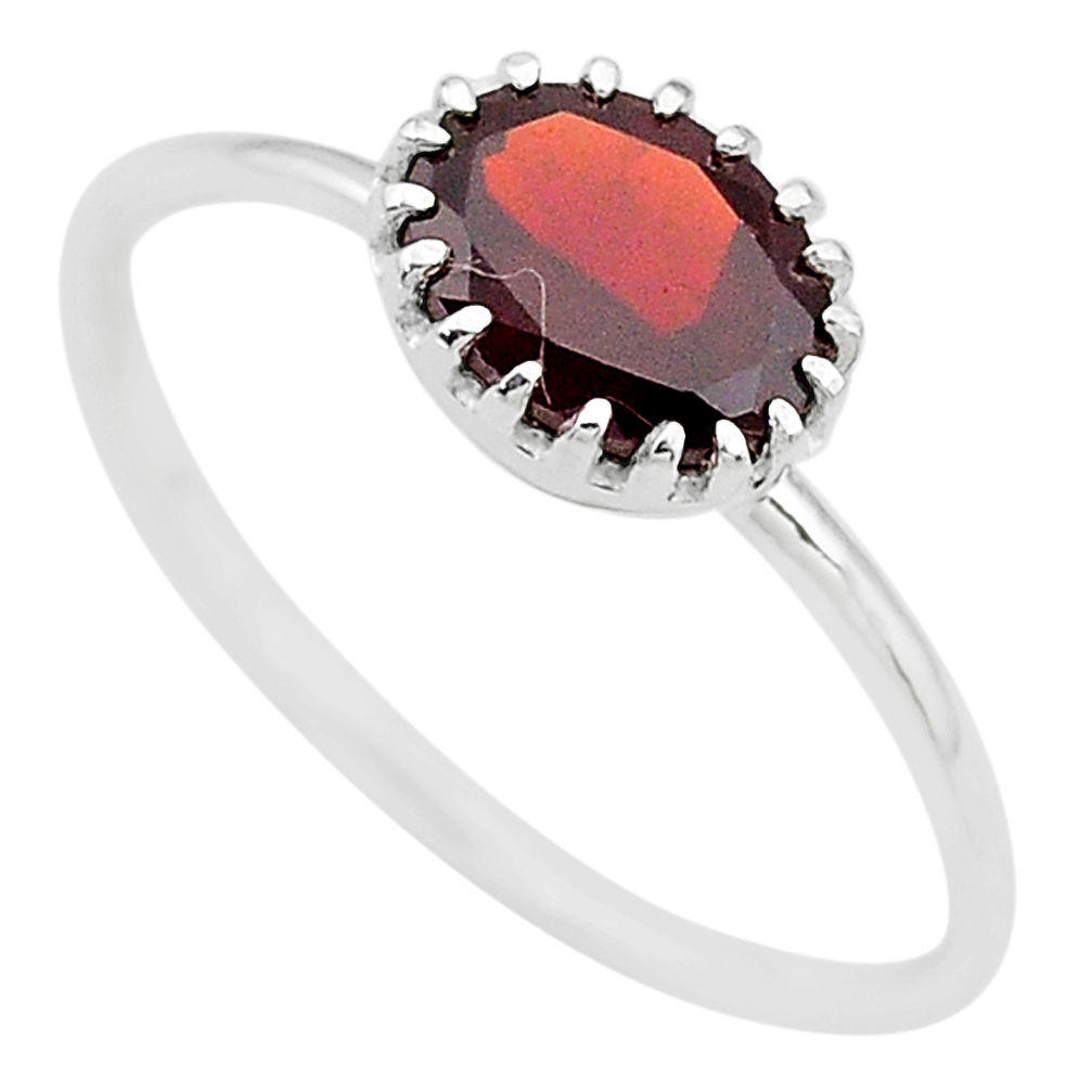 1.87cts solitaire natural red garnet 925 sterling silver ring size 9 t8118
