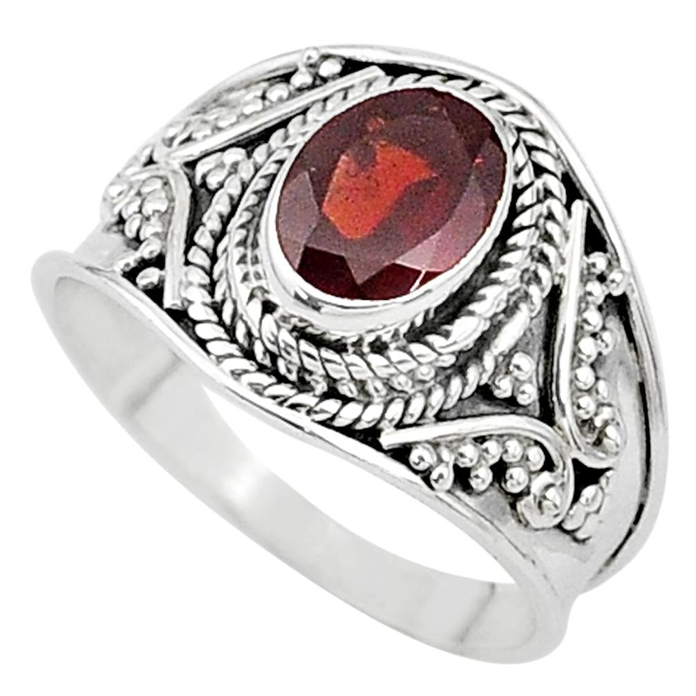1.99cts solitaire natural red garnet 925 sterling silver ring size 7.5 t10135