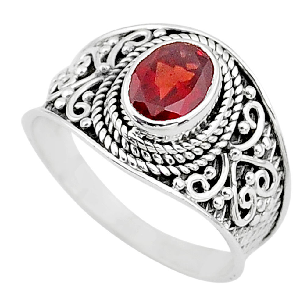 2.18cts solitaire natural red garnet 925 sterling silver ring size 8.5 t10142