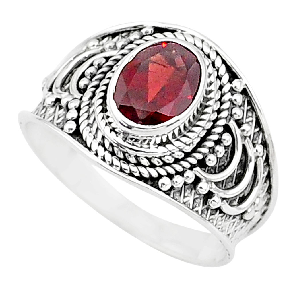 2.05cts solitaire natural red garnet 925 sterling silver ring size 7.5 t10151