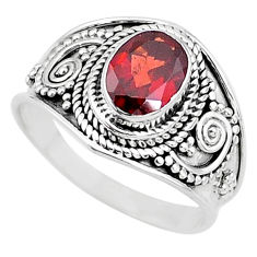 2.21cts solitaire natural red garnet 925 sterling silver ring size 7.5 t10155