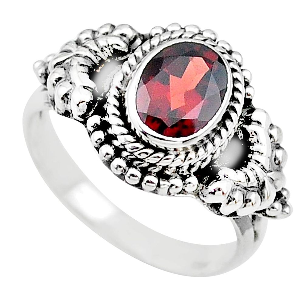 2.07cts solitaire natural red garnet 925 sterling silver ring size 7.5 t19875