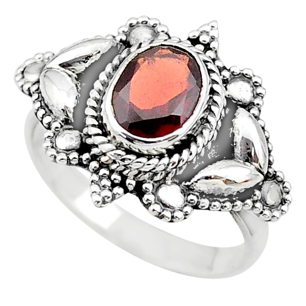 2.08cts solitaire natural red garnet 925 sterling silver ring size 6.5 t19884