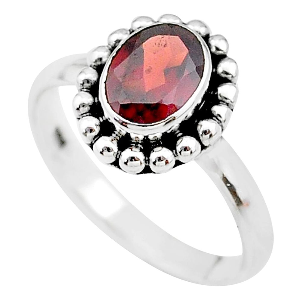 2.16cts solitaire natural red garnet 925 sterling silver ring size 7.5 t19947