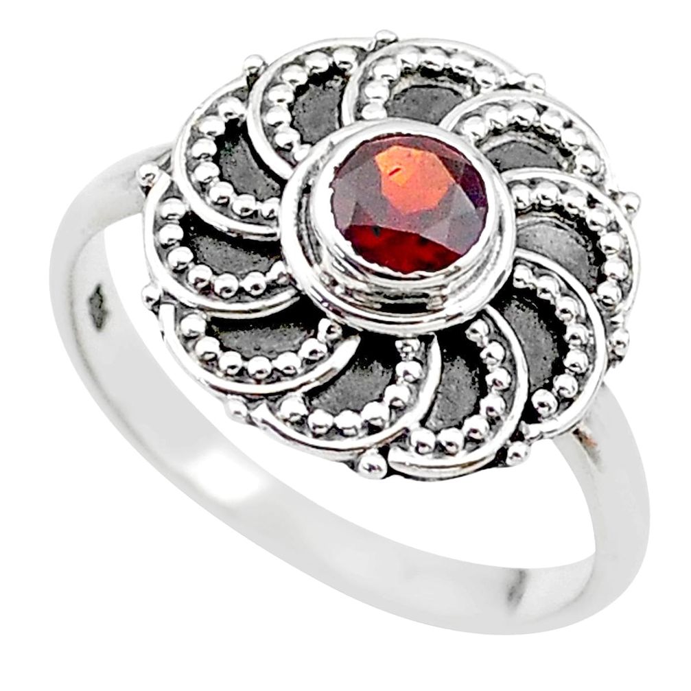 0.95cts solitaire natural red garnet 925 sterling silver ring size 8.5 t19998