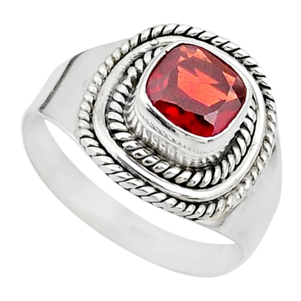 2.56cts solitaire natural red garnet 925 sterling silver ring size 8.5 t23150