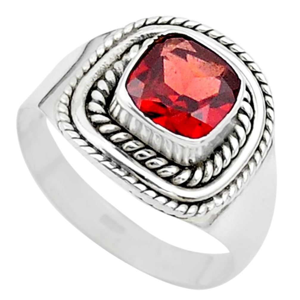 2.72cts solitaire natural red garnet 925 sterling silver ring size 7.5 t23153