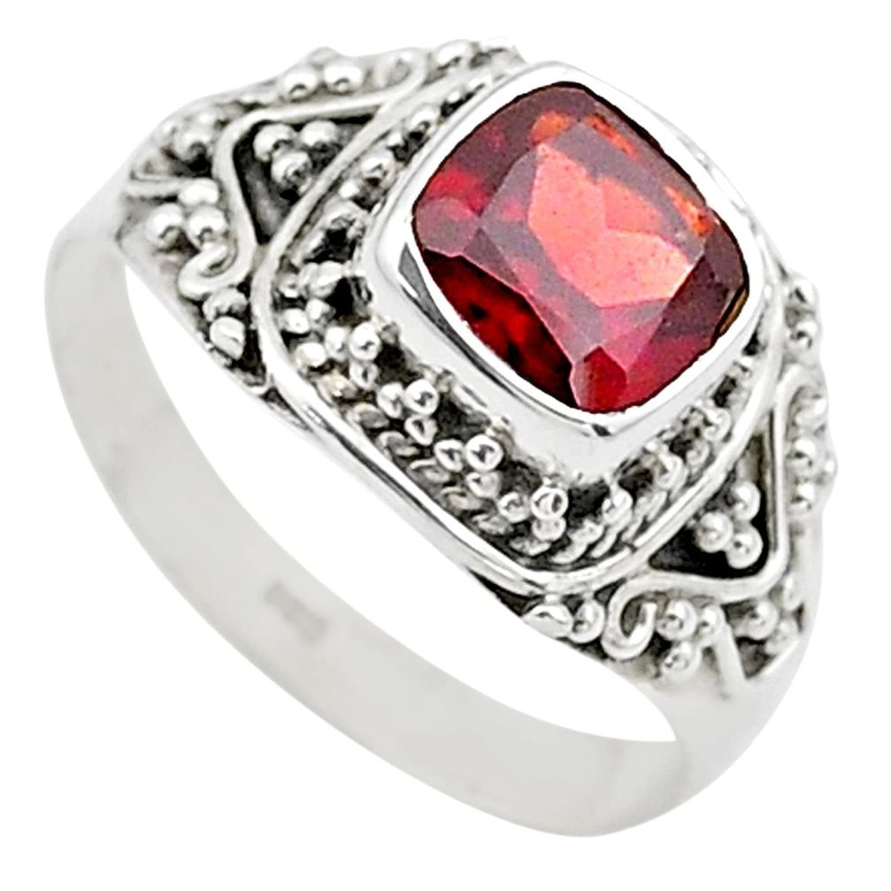 2.71cts solitaire natural red garnet 925 sterling silver ring size 8.5 t23160