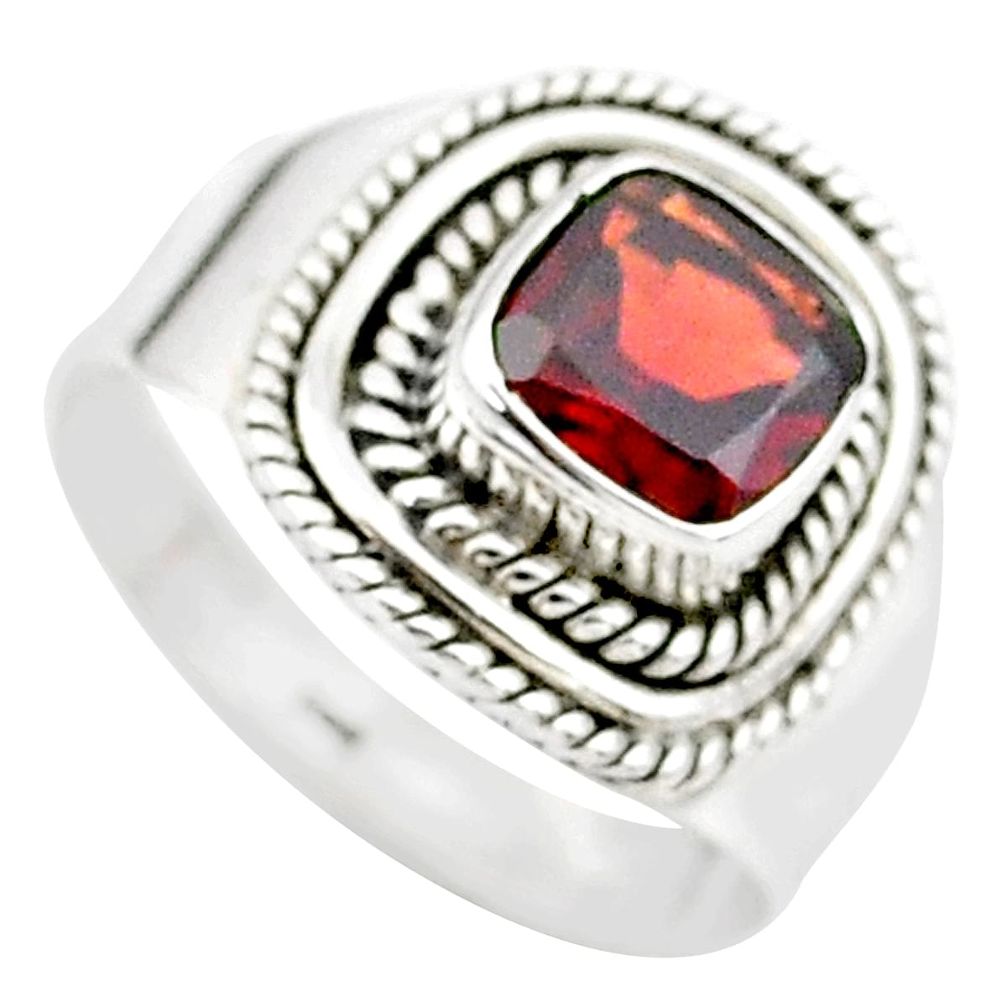 2.68cts solitaire natural red garnet 925 sterling silver ring size 8.5 t23299
