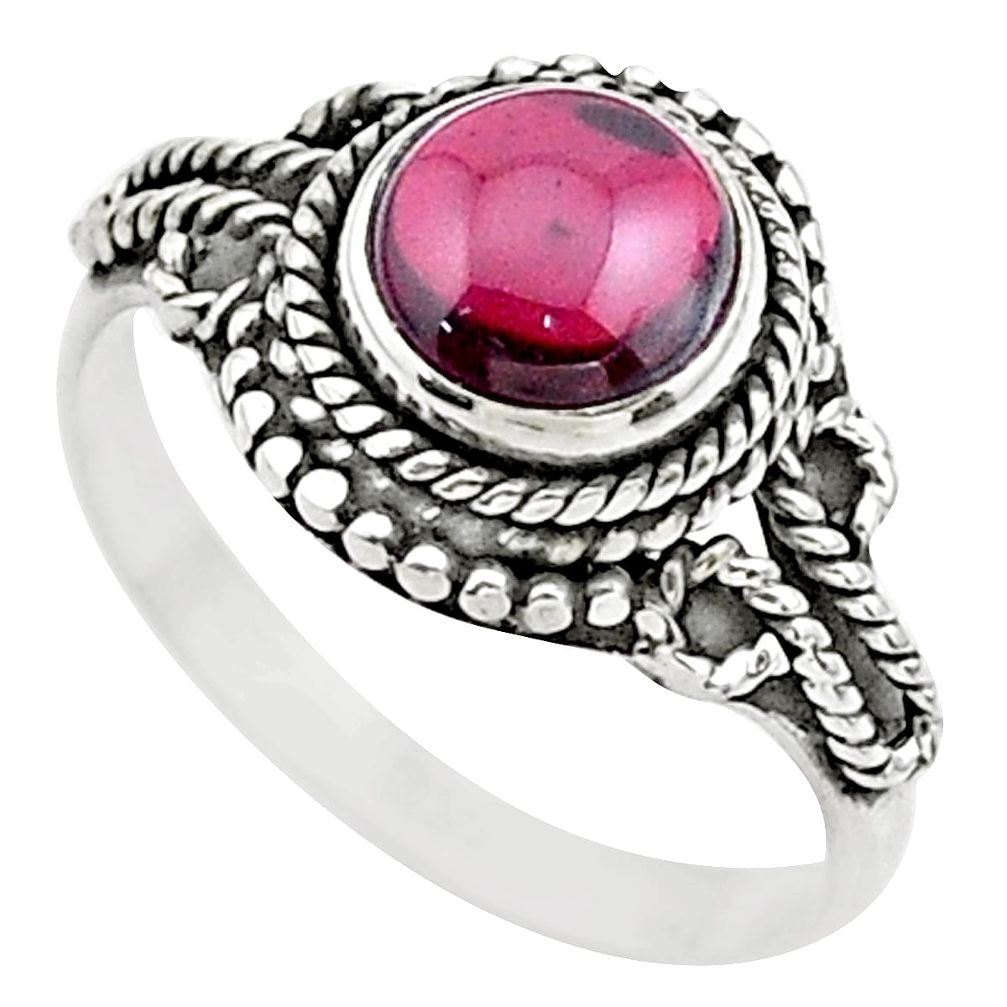 1.12cts solitaire natural red garnet 925 sterling silver ring size 6.5 t26162