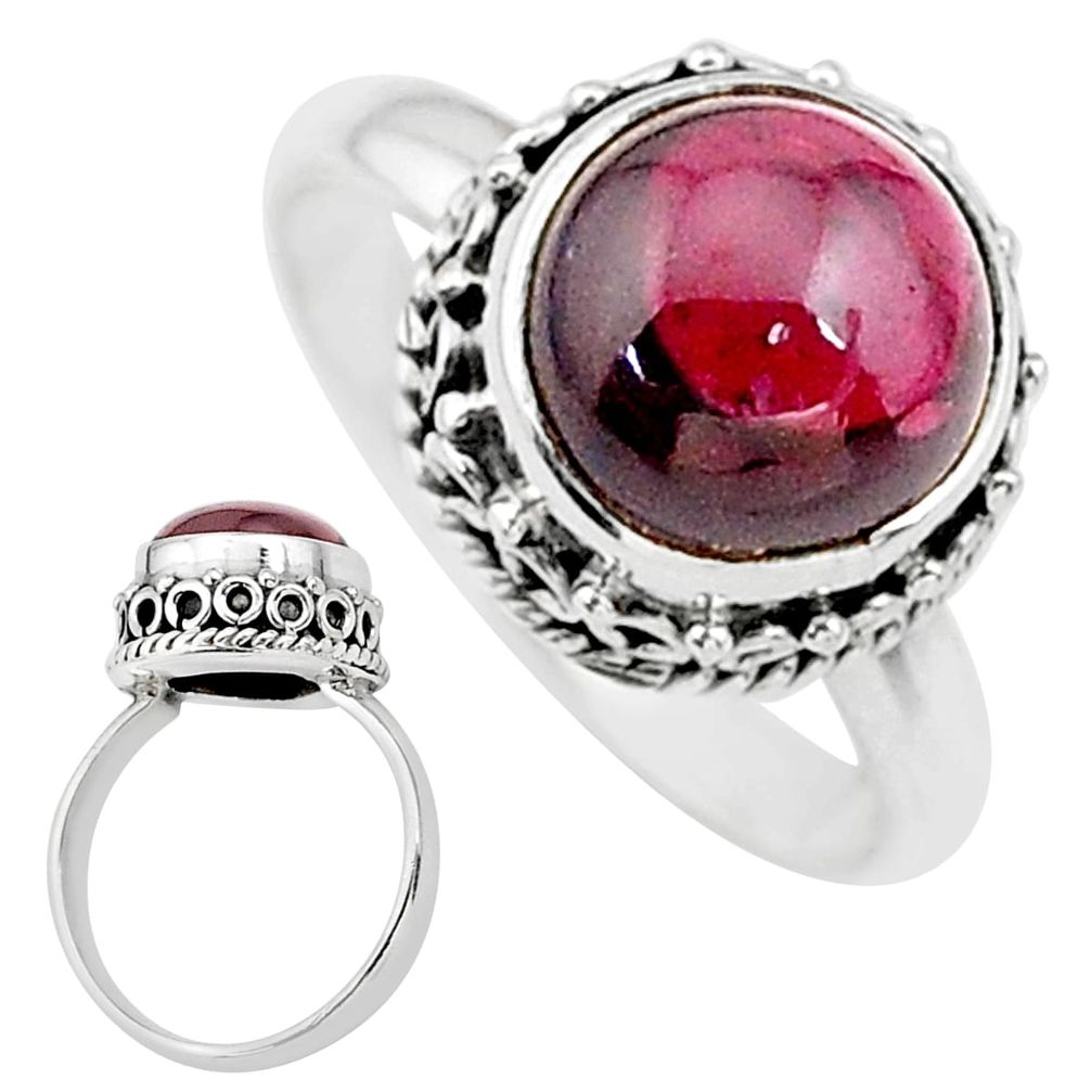 5.36cts solitaire natural red garnet 925 sterling silver ring size 7.5 t30502