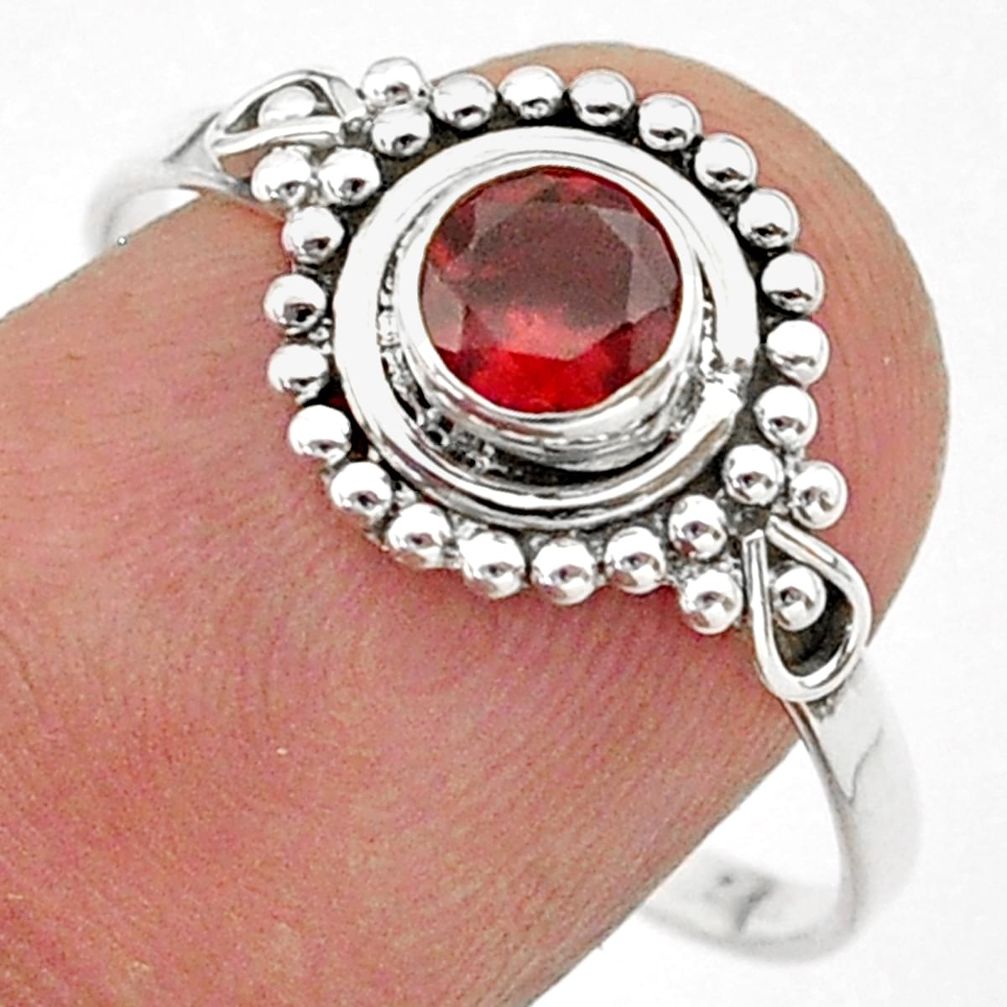 0.99cts solitaire natural red garnet 925 sterling silver ring size 9.5 t40030