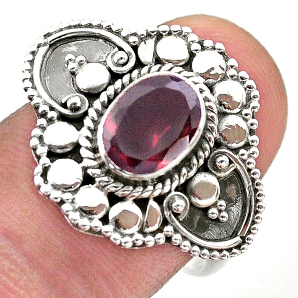 1.92cts solitaire natural red garnet 925 sterling silver ring size 8.5 t46146
