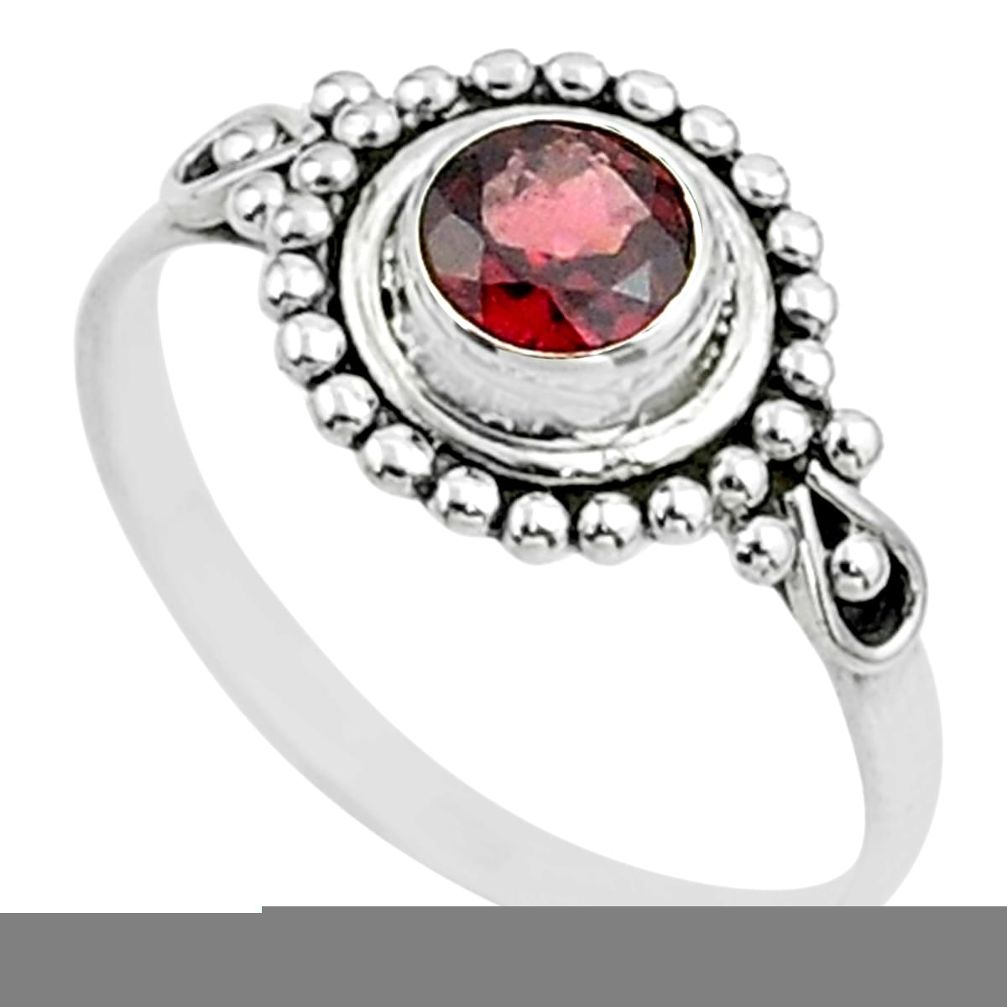 0.83cts solitaire natural red garnet 925 sterling silver ring size 9.5 t51980