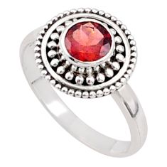 0.99cts solitaire natural red garnet 925 sterling silver ring size 7.5 t84339