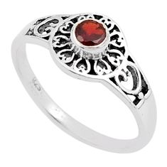 0.51cts solitaire natural red garnet 925 sterling silver ring size 8.5 u23952