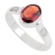3.43cts solitaire natural red garnet 925 sterling silver ring size 10.5 u2582