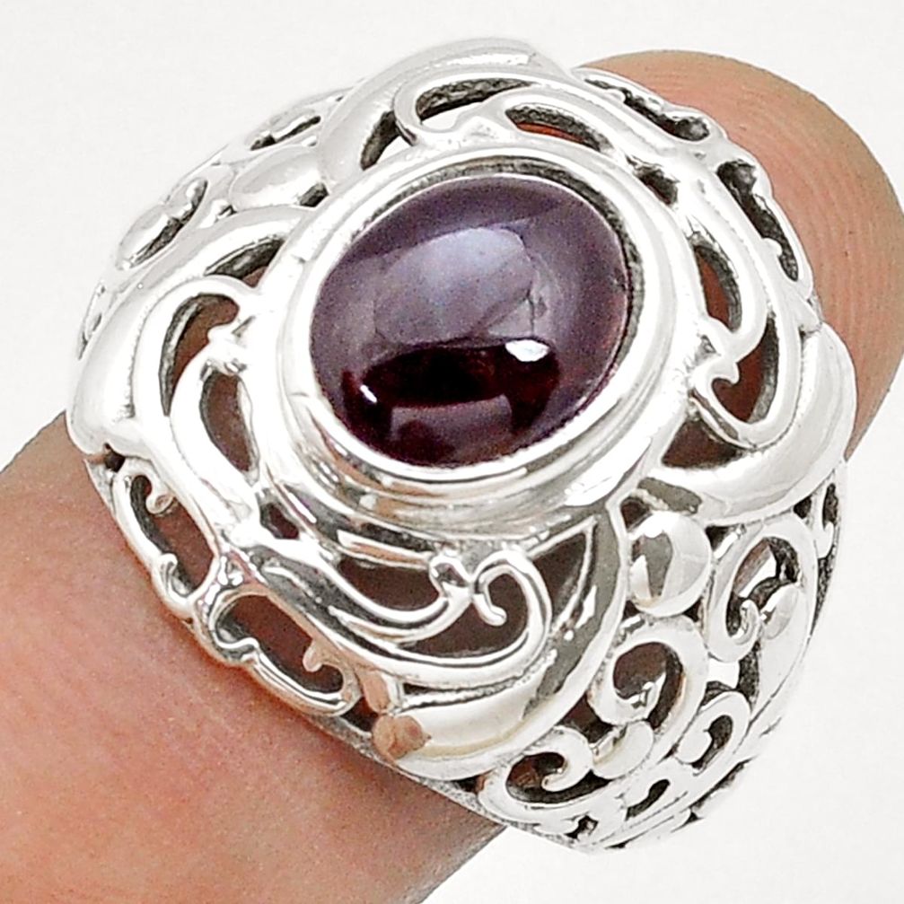4.21cts solitaire natural red garnet oval 925 silver mens ring size 10 u72029