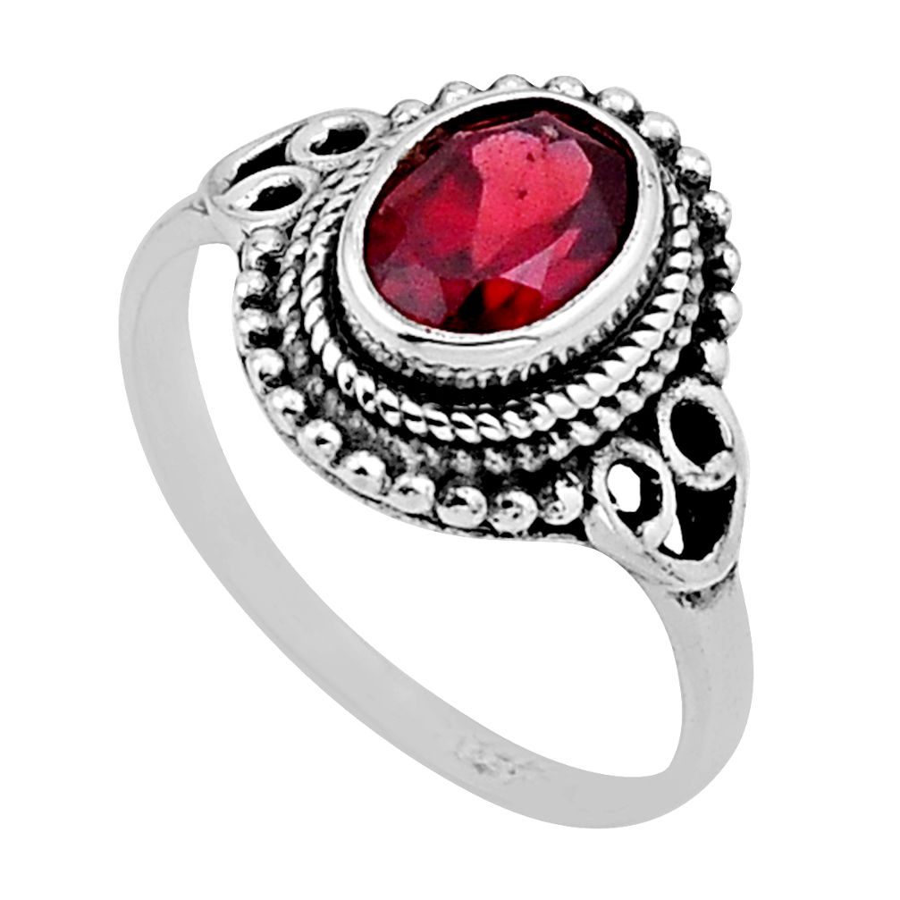 2.02cts solitaire natural red garnet oval 925 sterling silver ring size 6 n54988