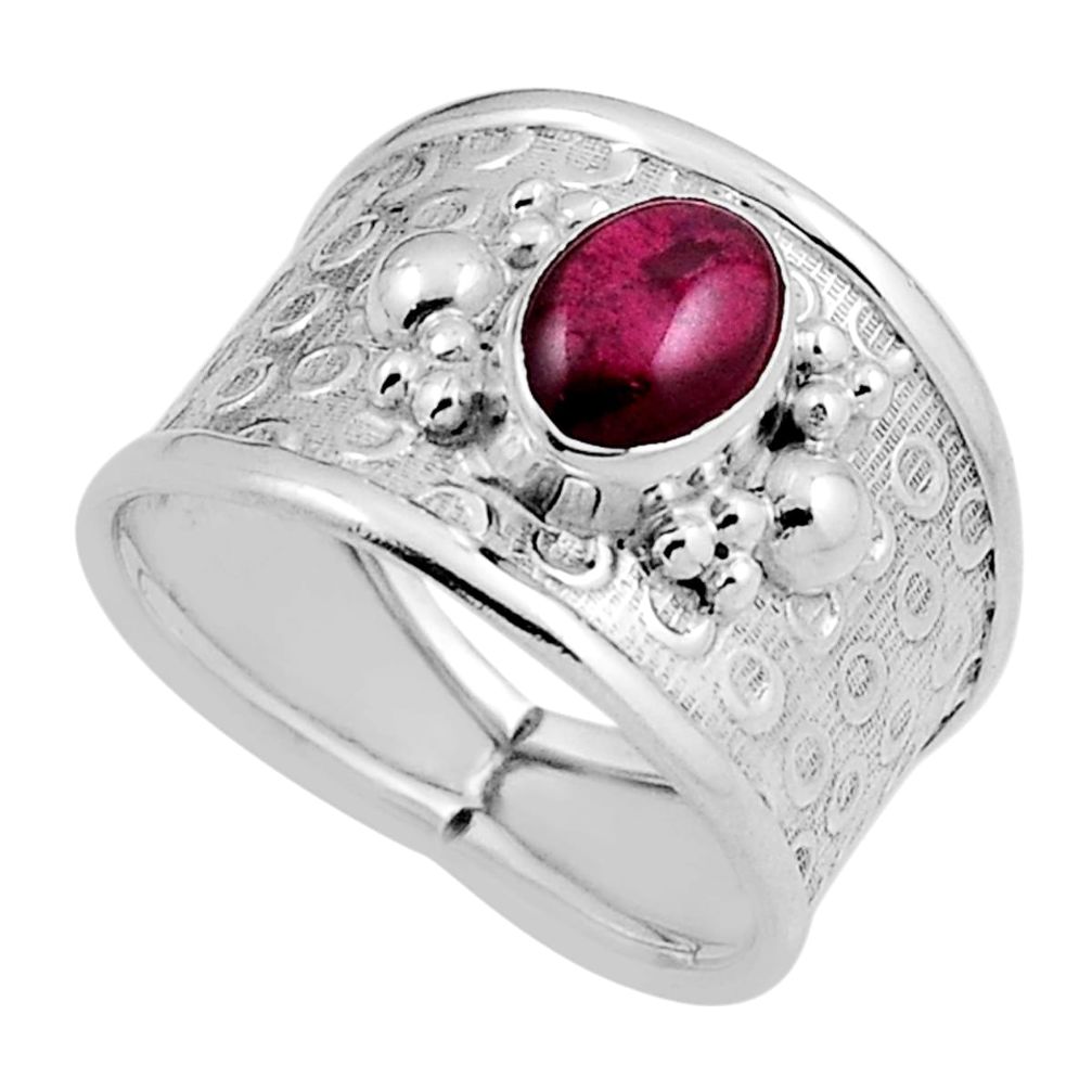 2.12cts solitaire natural red garnet oval 925 sterling silver ring size 8 n26153