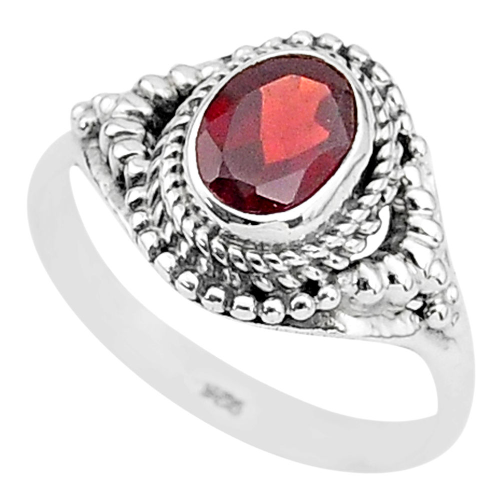 1.81cts solitaire natural red garnet oval 925 sterling silver ring size 8 t3978