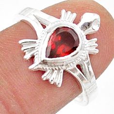 1.47cts solitaire natural red garnet pear 925 silver tortoise ring size 8 t60573